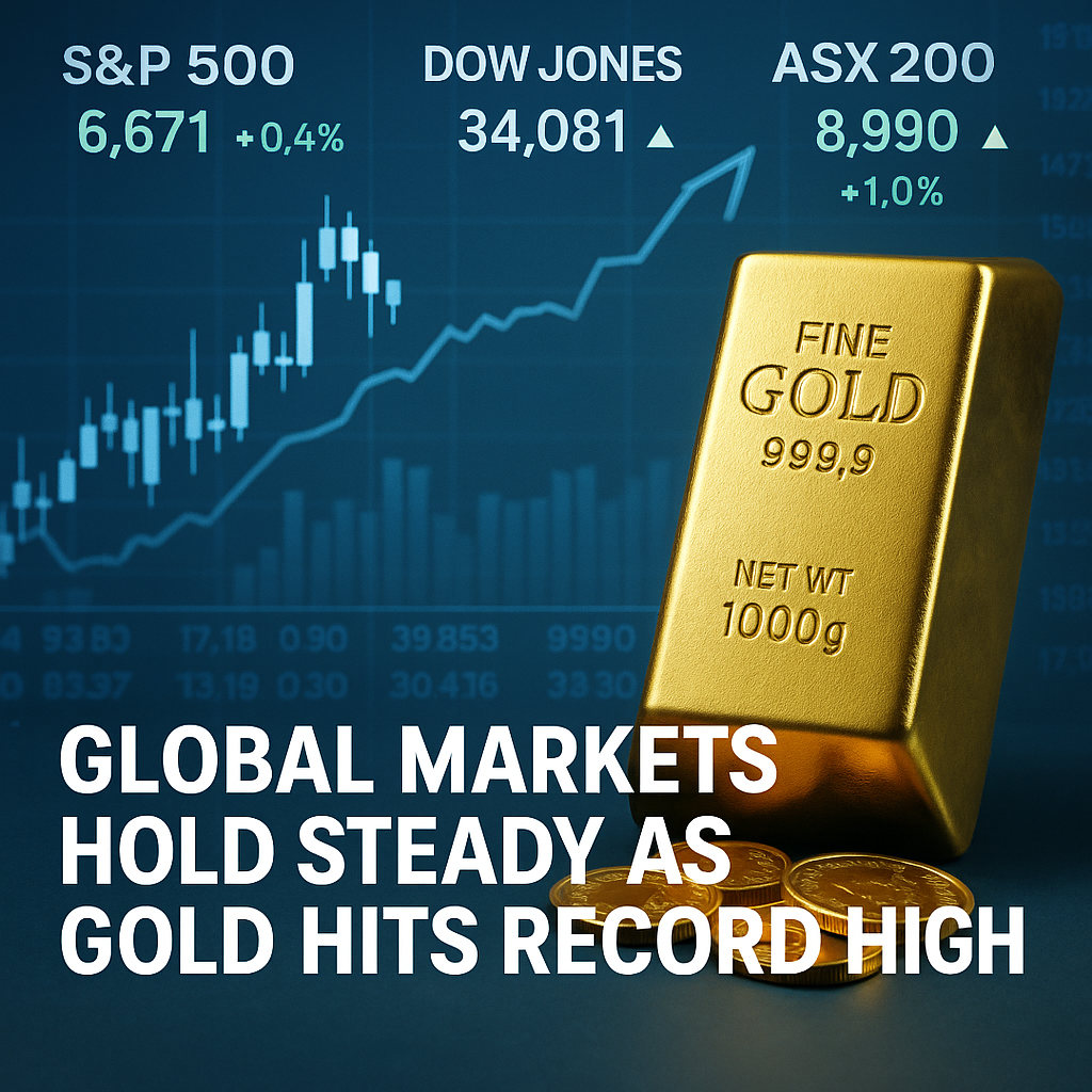 Global financial markets and gold price rally illustration